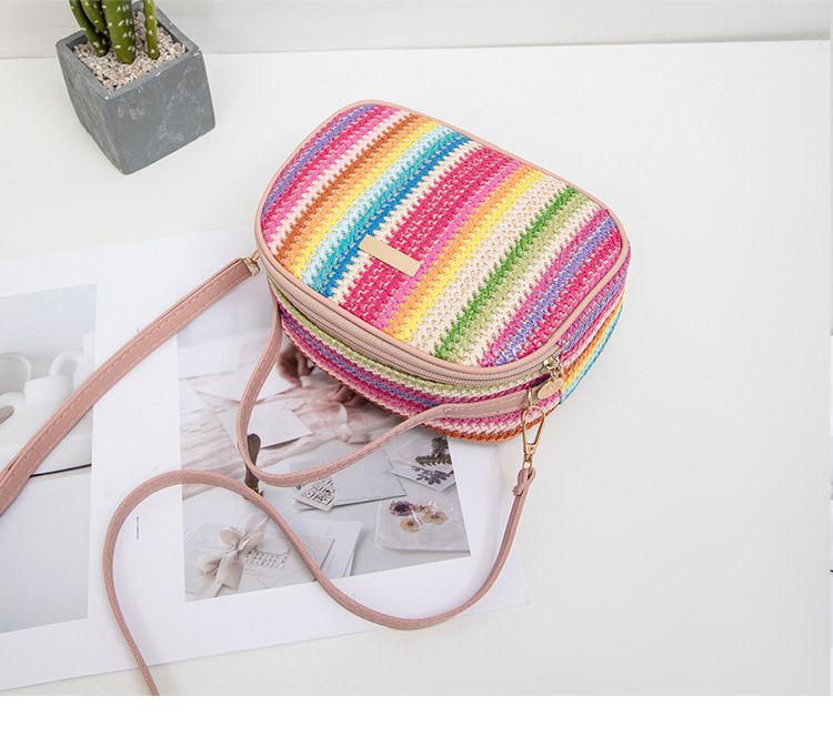 Women's Bag New Ladies Bag Straw Colored Hand Held Sequined Ladies Messenger Bag_voghion.com