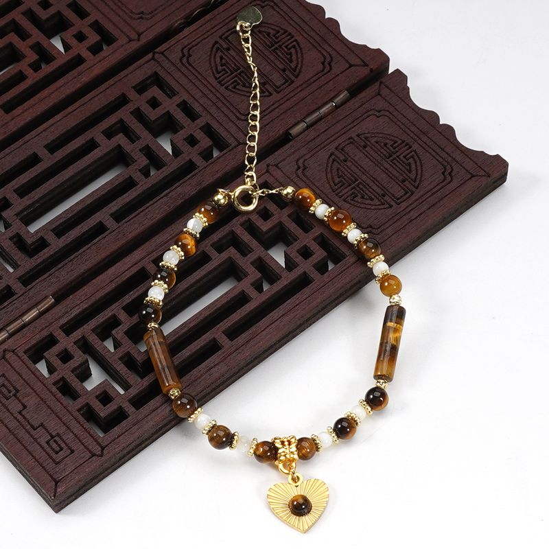 Love Tiger Eye ripats Shell Tiigrisilma kivi looduslikust kivist käevõru kaelakee rangluu kett_voghion.com