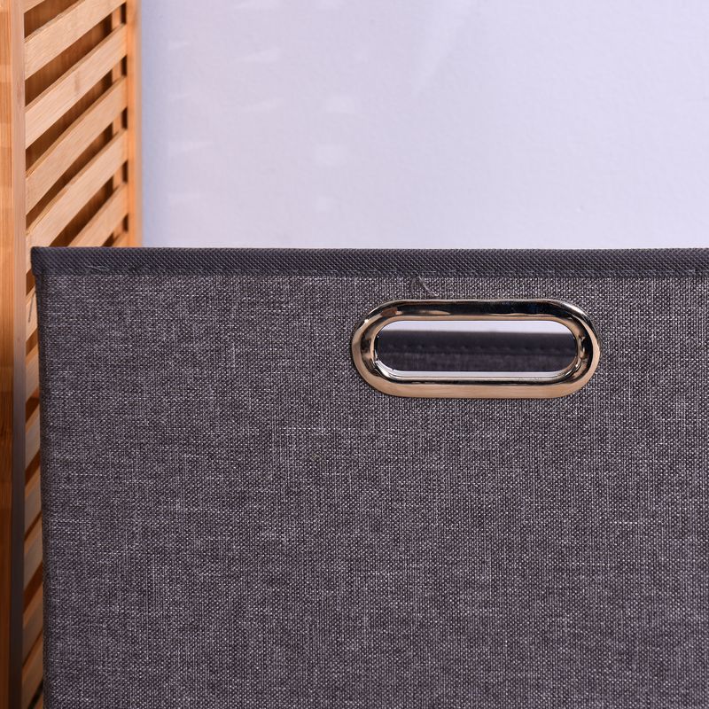 Bathroom Laundry Basket Bamboo Storage Basket with 2-tier Shelf 17.32 x 13 x 37.8 inch_voghion.com