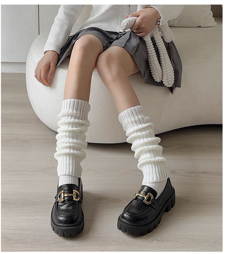 Wollstricksocken JK-Beinsocken Florsocken Wadensocken Damen Herbst und Winter dicke warme Mittelrohrsocken_voghion.com