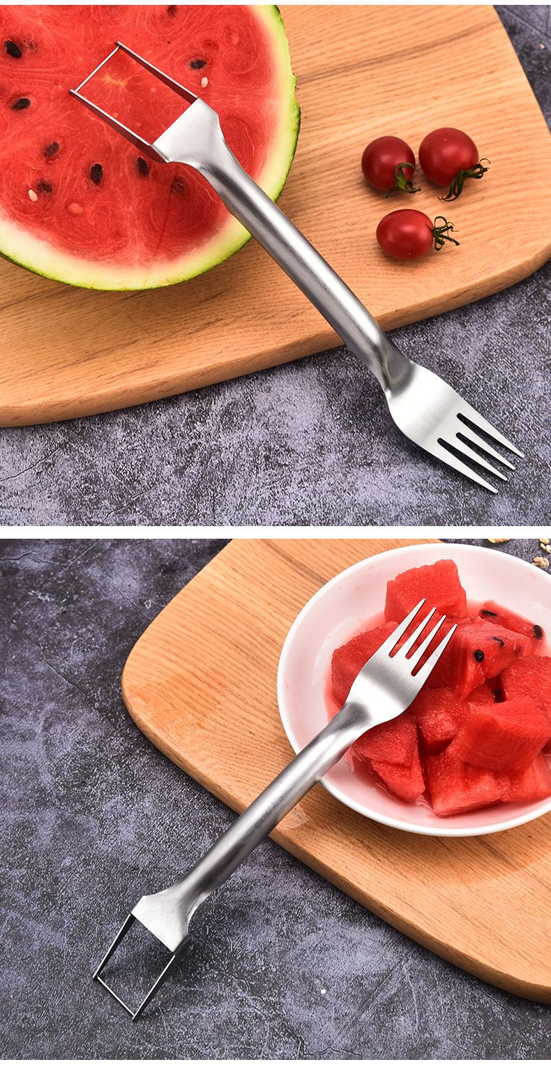 Nuevo cortador de acero inoxidable, utensilio de cocina, cortador de sandía multifuncional, bloqueador, tenedor de fruta_voghion.com