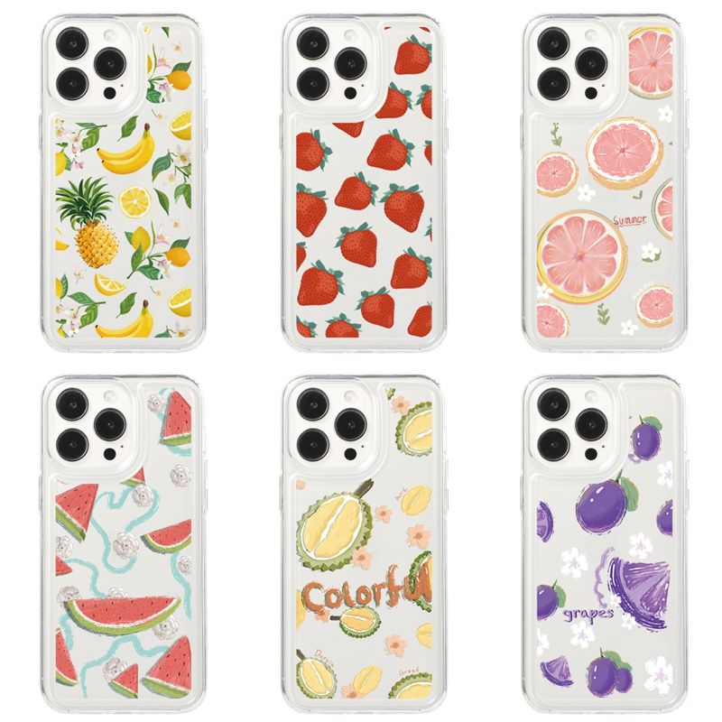 Fruit Clear Shockproof Phone Case For iphone 15 14 13 12 11 Pro Max Plus Silicone Soft TPU Transparent Back Cover_voghion.com