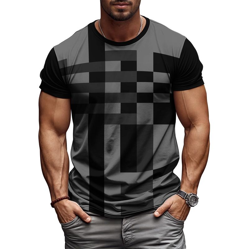 2025 Modern Mens Graphic T Shirt Stripe Geometry Design Summer Streetwear Short Sleeve Tee Hipster Harajuku Style Breathable Cot_voghion.com