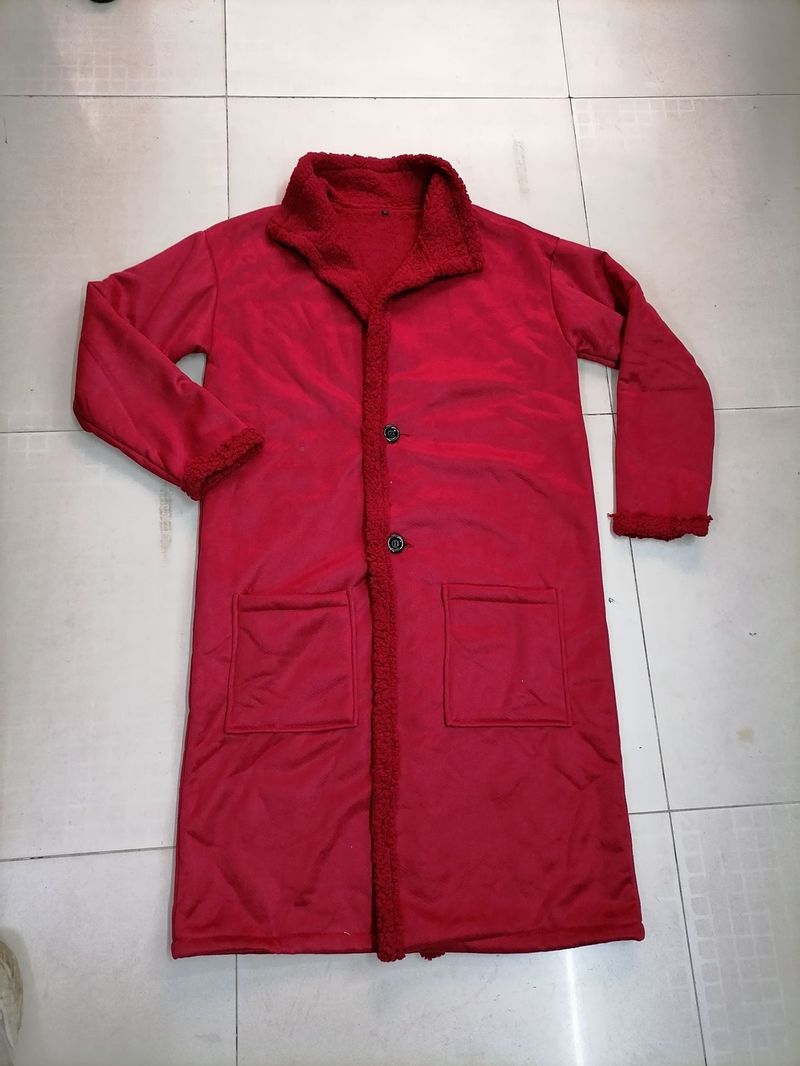 Men's Clothing Men's Long Suede Leather Faux Shearling Coat - Winter Warm Fleece Lined Jacket With Multiple Pockets (Red, Black, Blue, Camel)_voghion.com