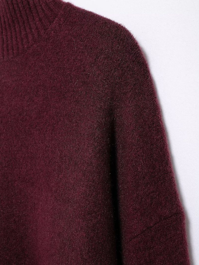 Maglione lavorato a maglia morbido di base a maniche lunghe con collo alto e moda autunnale da donna INS_voghion.com