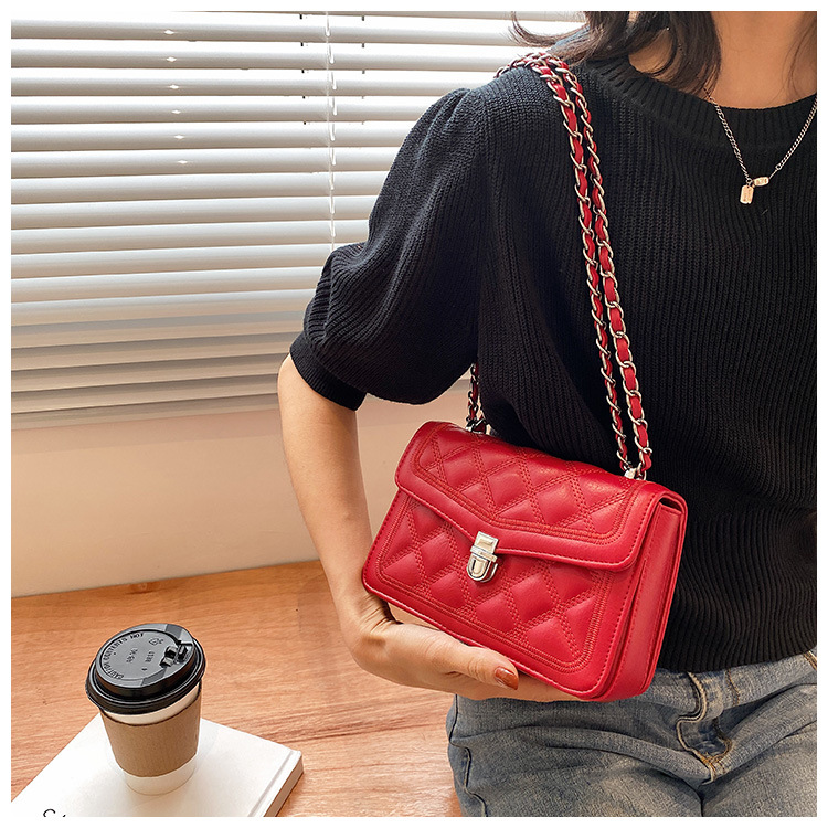 Borsa da donna con catena a rombi ricamati 2023 inizio autunno nuova tendenza in texture borsa da donna piccola borsa a tracolla profumata_voghion.com