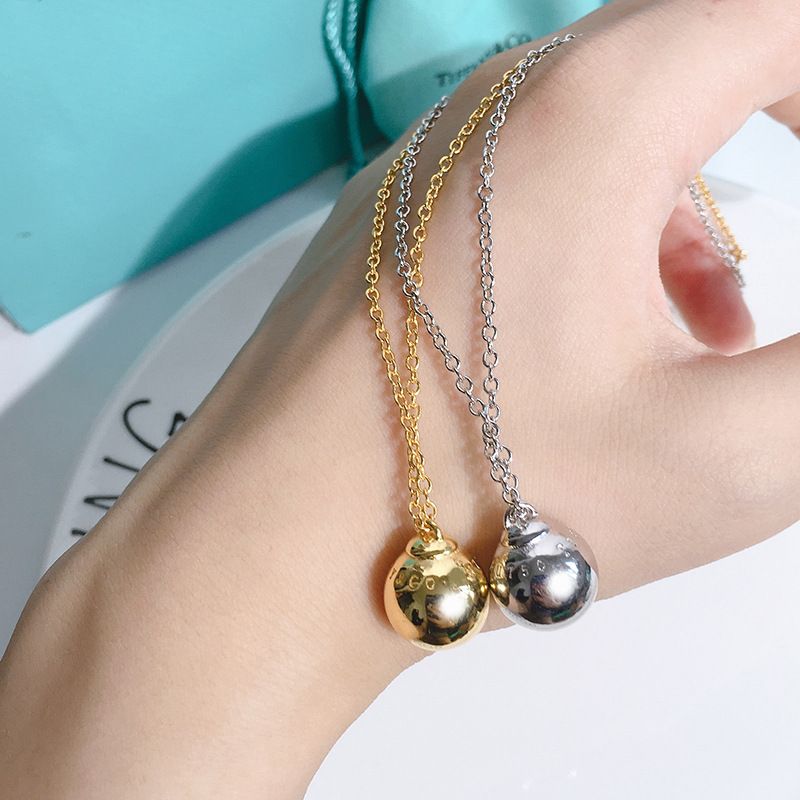 Set di gioielli da donna, collane a catena alla moda, stile alla moda, ciondolo a sfera in metallo, collana con clavicola_voghion.com