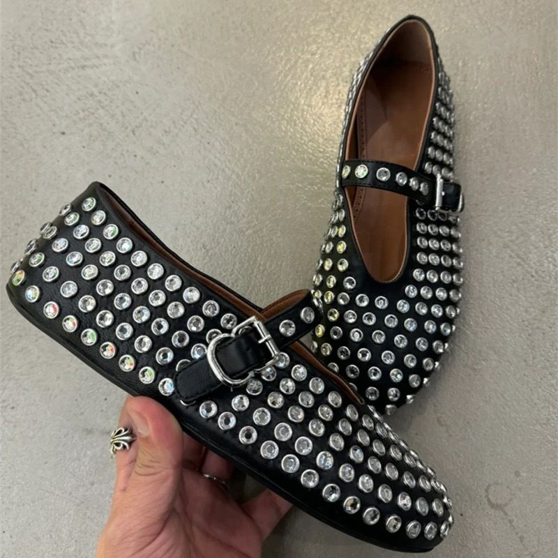 2024 Summer Nei Waasser Diamant Een Knäppchen Flaach Buedem Lach Lazy fir Dammen Casual Versatile Single Schong_voghion.com