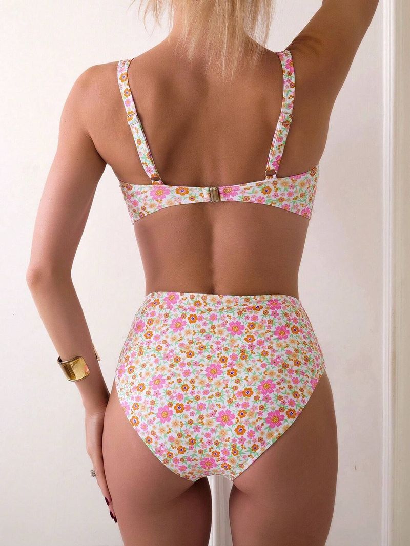 Maillot de bain deux pièces taille haute imprimé pour femme, nouveauté 2025_voghion.com