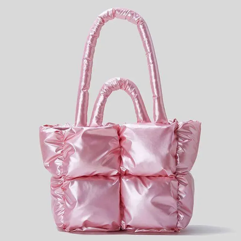 Borsa a tracolla imbottita da donna, in nylon e cotone, con tracolla, invernale, 2024_voghion.com