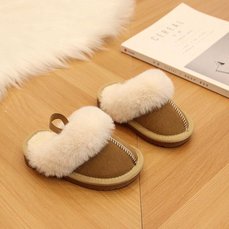 Scarpe da bambino coreane in edizione invernale 2024, alla moda, in peluche, per bambine, con pantofole casual in cotone per bambini_voghion.com