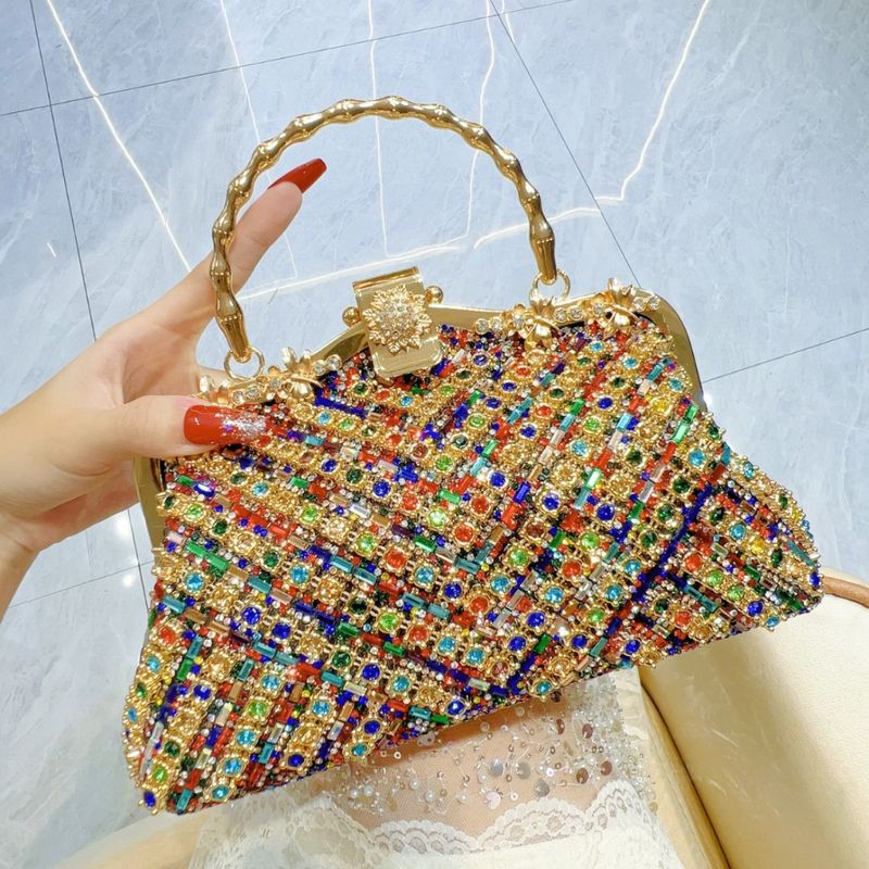 Elegant Dress Rhinestone Handbag Inlaid Chain Cheongsam Handheld Evening Single Shoulder Crossbody Bag_voghion.com