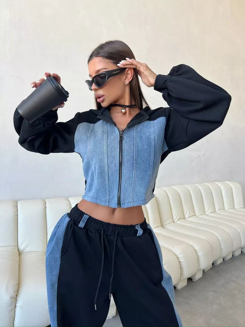 Women's Casual Color Block Hooded Sweater & Wide Leg Pants Set - Long Sleeve Streetwear Outfit For Fall_voghion.com