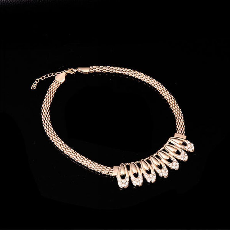 Fashion set of four pieces, gold bride necklace, earrings set, boutique jewelry_voghion.com