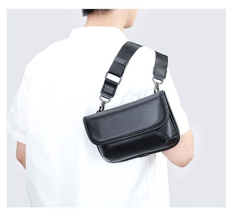 echtem Leder, coole Herrentasche, trendige One-Shoulder-Tigerkopftasche, Umhängetasche aus Rindsleder_voghion.com