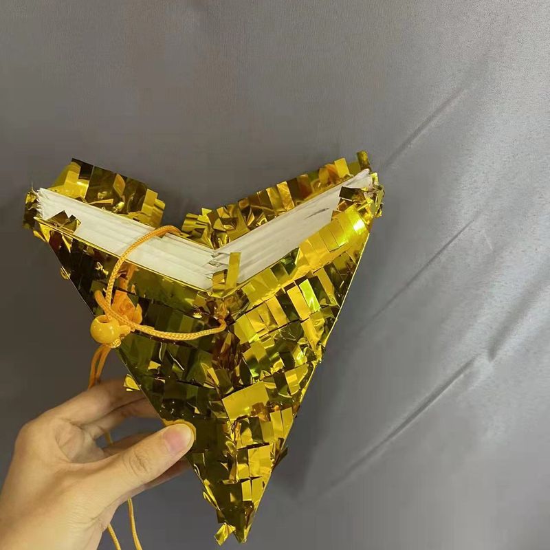 Faltbare Piñata mit fünfzackigem Stern in Gold und Silber Partyzubehör Partyspiele Smashing Sugar Requisiten Kinder-Klopfspielzeug_voghion.com