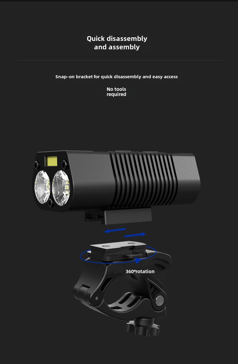 Cross-border hot-selling digital display with charging treasure double lamp bead cycling light headlight COB waterproof aluminum alloy bicycle light_voghion.com