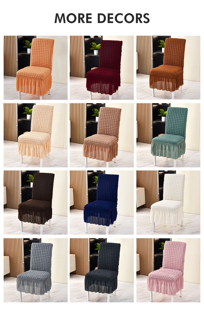 Housse de chaise extensible en polyester - Ajustement universel, infroissable et anti-poussière - Design élégant à volants en 14 couleurs tendance_voghion.com