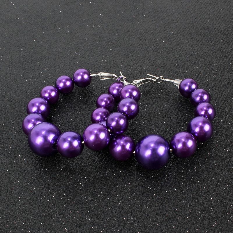 Exaggerated with fashionable large circles imitating pearl for women, hook earrings 22490_voghion.com