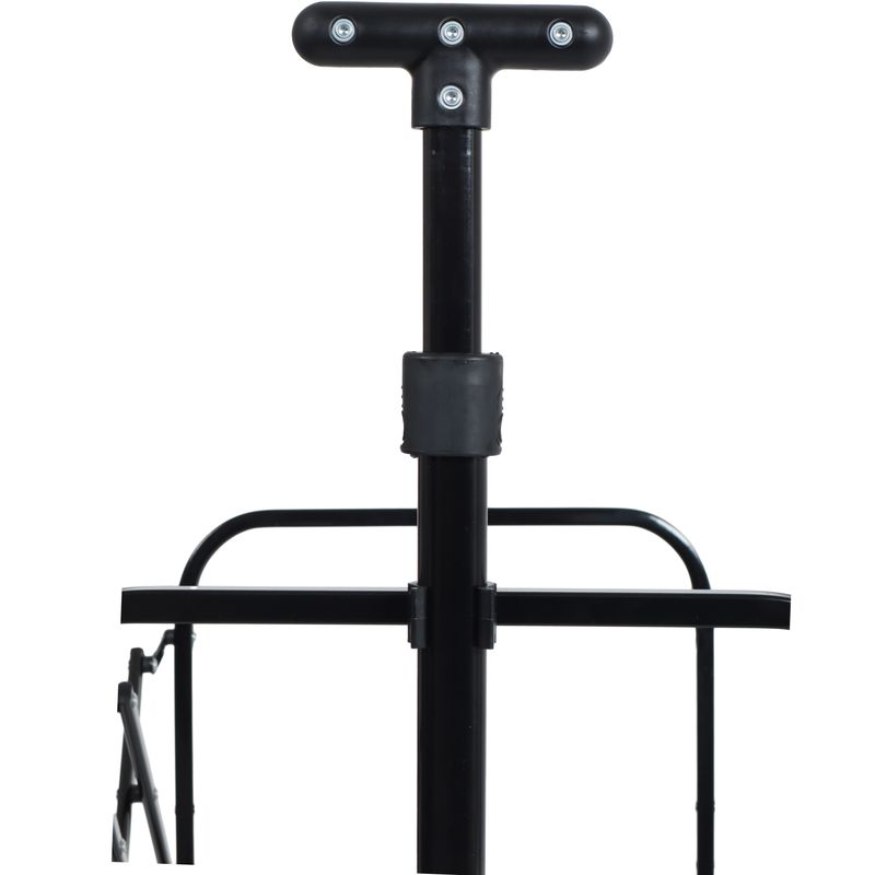 All-in-One Convertible Folding Camping Wagon Cart: Bench Seat, Storage Compartment & Included Dog Tether, Black/Gray_voghion.com