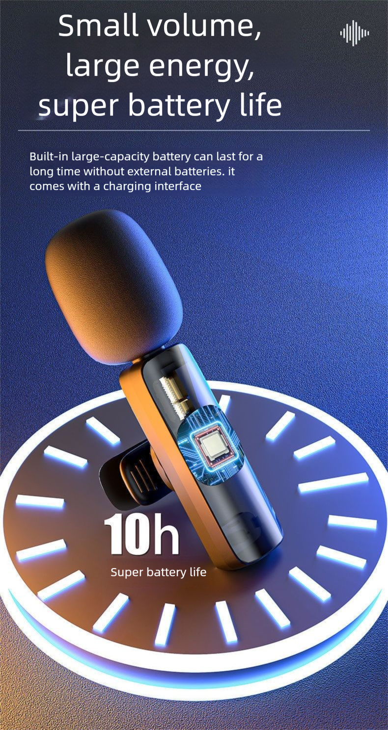Wireless Lavalier Microphone Live Streaming Recording Clip-on Mic New Noise Reduction M2_voghion.com