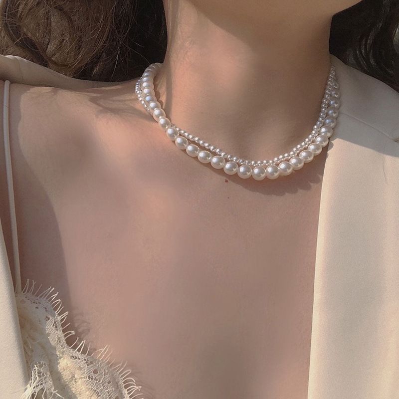 French Double-layer Pearl Necklace For Women, Light Luxury, Niche, High-end, Fashionable Accessories, Choker Neck,_voghion.com
