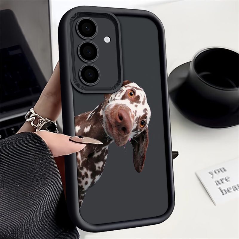 Juokingas šuns telefono dėklas, skirtas „Samsung Galaxy S25 S24 S23 S22 S21 S20 Ultra FE A55 A35 15 A25 Note 20 Plus 5G“ silikoniniam minkštam dangteliui_voghion.com