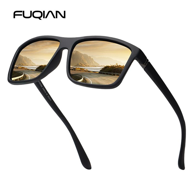 Occhiali da sole classici neri quadrati polarizzati da uomo, occhiali da sole blu a specchio alla moda, unisex, vintage, antiriflesso, per la guida_voghion.com