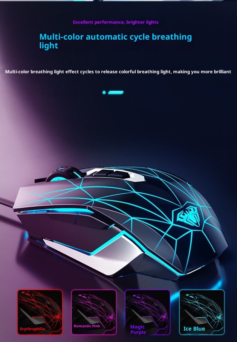 Digitex AULA/ Wolf Spider S50 Gaming-Maus, kabelgebunden, USB, Makroprogrammierung, 6D, Cross-Border, auf Lager, Großhandel, Ergonomie_voghion.com
