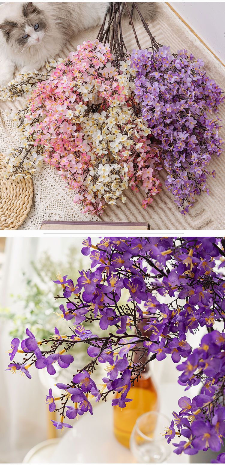 Suministros para fiestas Linterna de nieve Lane Montaña Flores de melocotón Flores artificiales Decoración del hogar_voghion.com