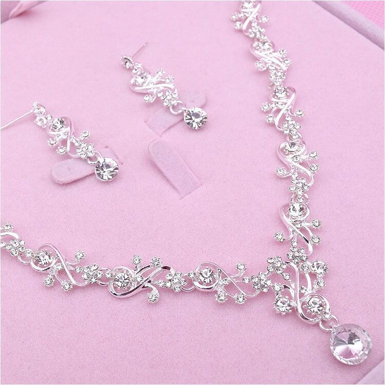 New bridal crown necklace three-piece set high-end elegant crystal headpiece hair accessories earrings set wedding accessories_voghion.com