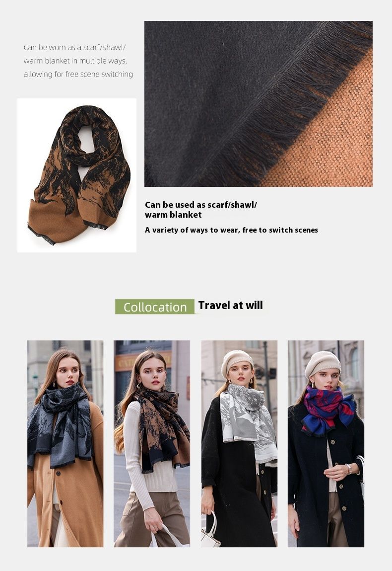 Scarf Female Winter Hot Item 2024 New Cashmere Student Warm Scarf Fashionable Versatile Shawl Outer Outfit_voghion.com
