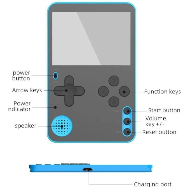 500 Classic Games Handheld Retro Video Game Console Player UK Seller Blue_voghion.com