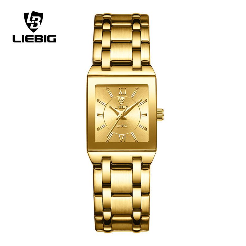 Montre LIEBIG Classic pour femme, petite taille carrée, bracelet en acier serti de diamants, étanche, élégante, à quartz, pour homme_voghion.com