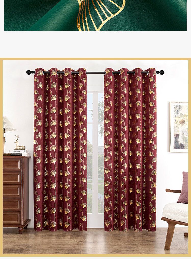 Ginkgo Leaf Curtains Blackout Warmth Cold Special Curtains_voghion.com