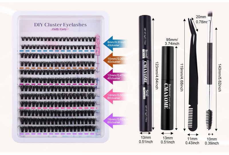 European and American cross border DIY segmented false eyelashes set 30D40D50D80D dense D curved single cluster eyelashes_voghion.com
