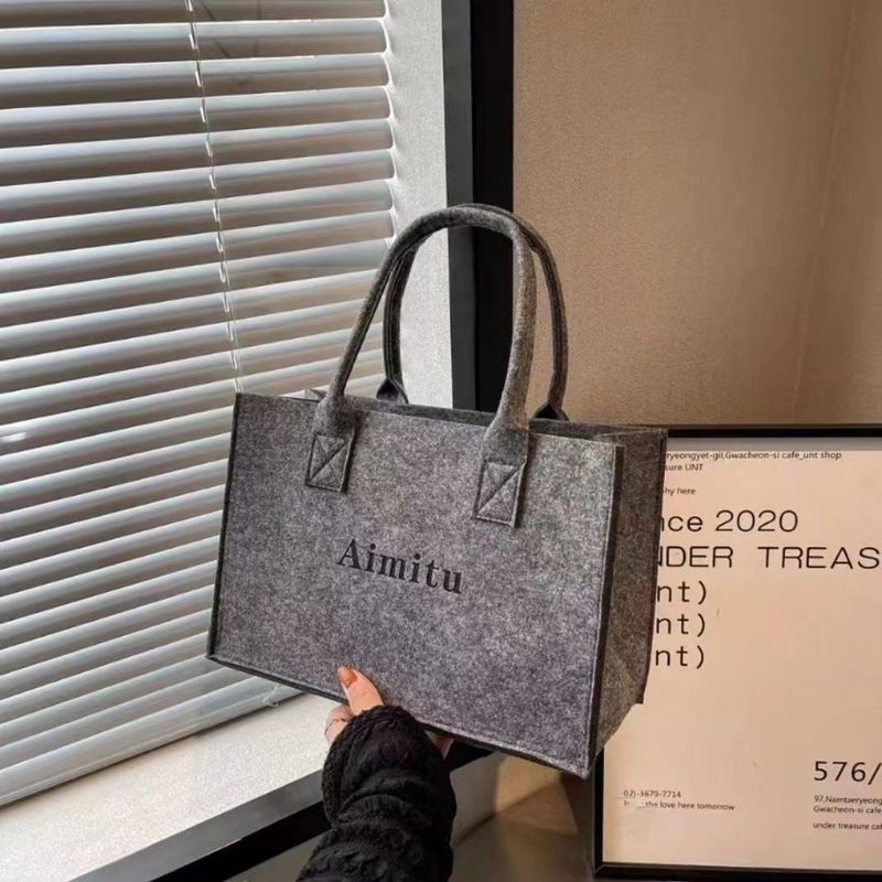 Felt Tote Gift Handbag Shopping Open Bag Thickened Customizable Ins Style Large Capacity_voghion.com