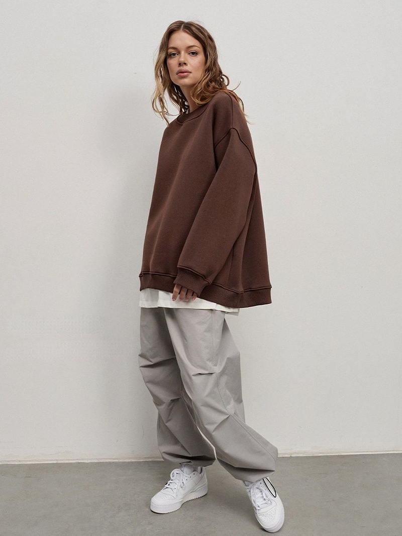 Robe femme col rond sweat à capuche ample femme_voghion.com