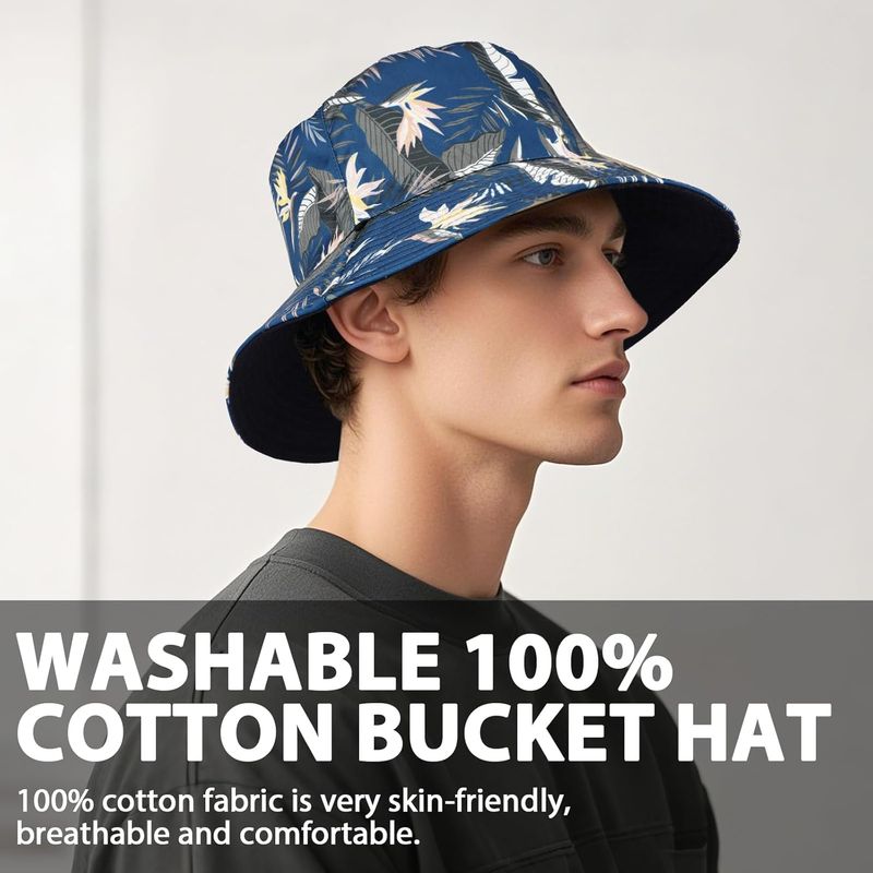 AYPOW Fischerhut Baumwolle Doppelseitig tragbar XL/XXL Unisex, Modisch Großformat Breite Krempe Bucket Hat Sommerhut Sonnenhut Outdoor Leicht Faltbar_voghion.com