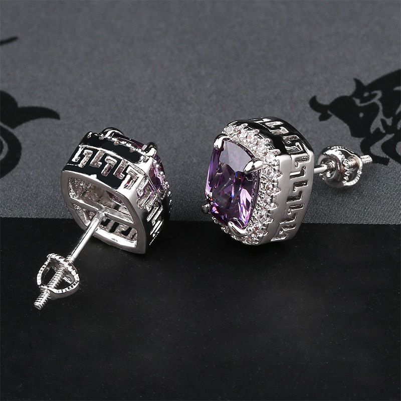 Colorful Large Zircon Hip Hop Earrings – Gold Australian Jewelry With Full Gem Design For Bold Personality_voghion.com