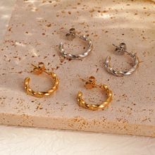 Cross-border hot earrings fashion stainless steel earrings trend simple twisted round ladies earrings jewelry wholesale_voghion.com