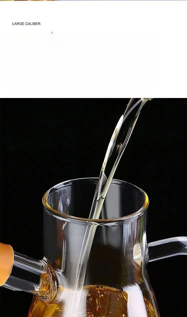 Glaskruka med skala, kontroll hushållskök, sojasåsflaska, vinägerkruka, ingen olja hänger eller läcker_voghion.com