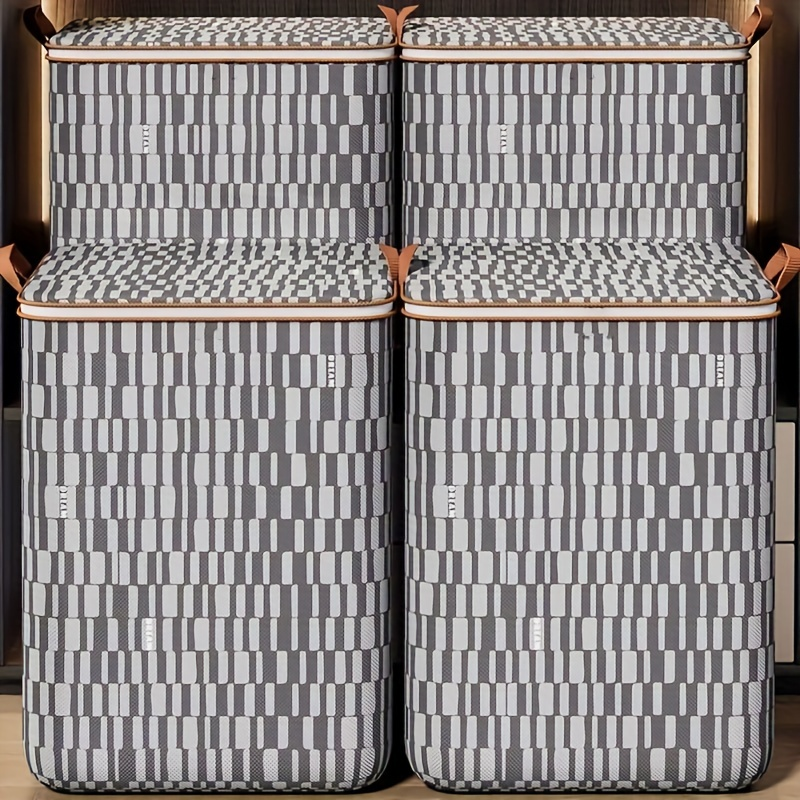 Aufbewahrungstasche mit einfachem geometrischem Muster, Organizer mit großem Fassungsvermögen und Reißverschluss, staubdichter Behälter_voghion.com