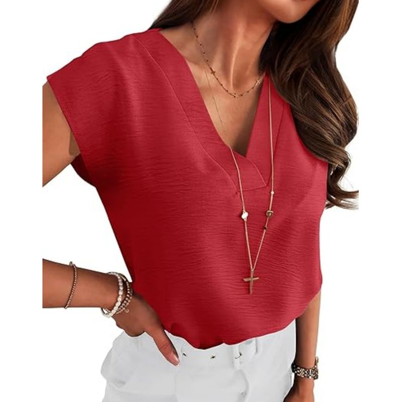 Maglione senza maniche a maniche corte con scollo a V e temperamento da donna 2025_voghion.com