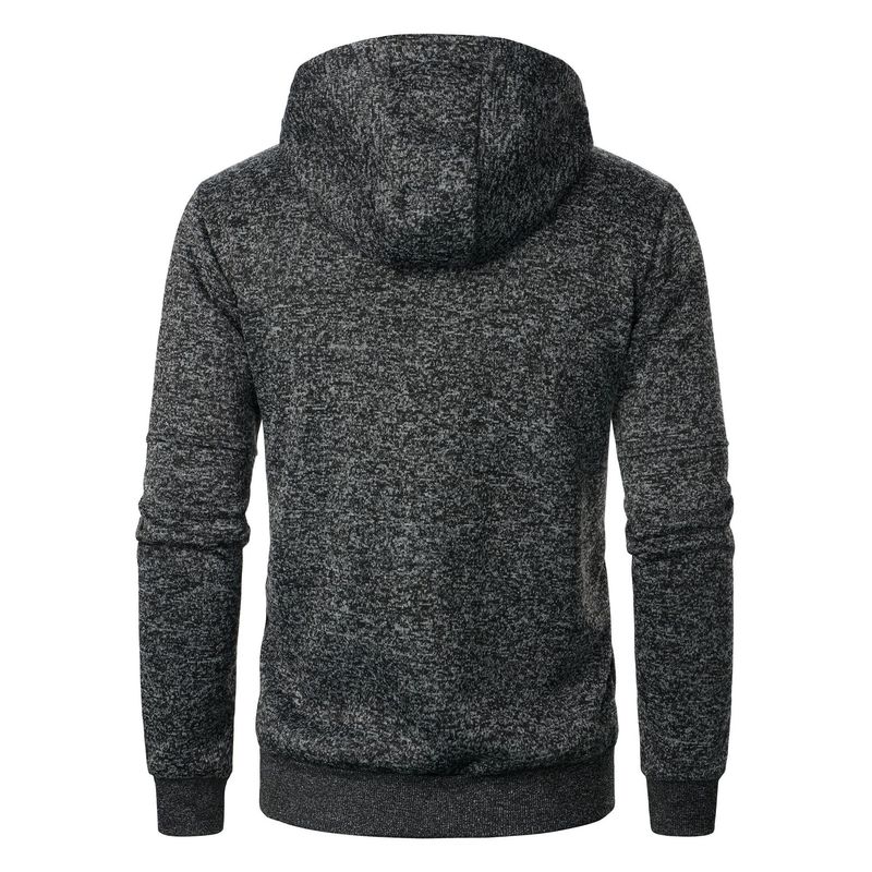 Conjunto de cardigan esportivo masculino com capuz – Jaqueta de poliéster respirável com zíper e calça de moletom, look casual para ir da academia à rua_voghion.com