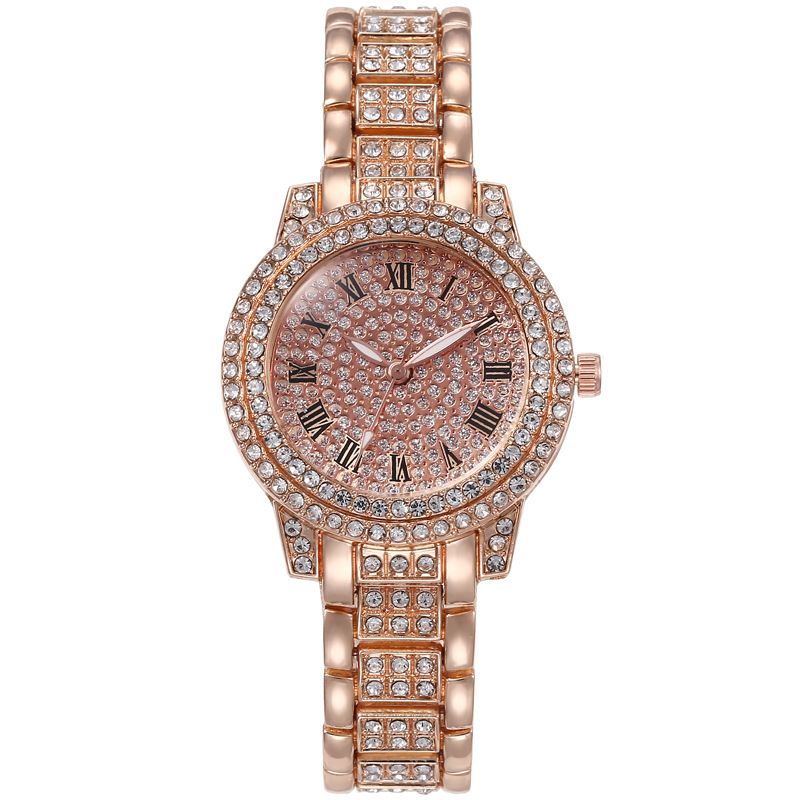 Orologio da polso da donna in lega con strass e cinturino in acciaio, stile casual e al quarzo, con cielo stellato_voghion.com