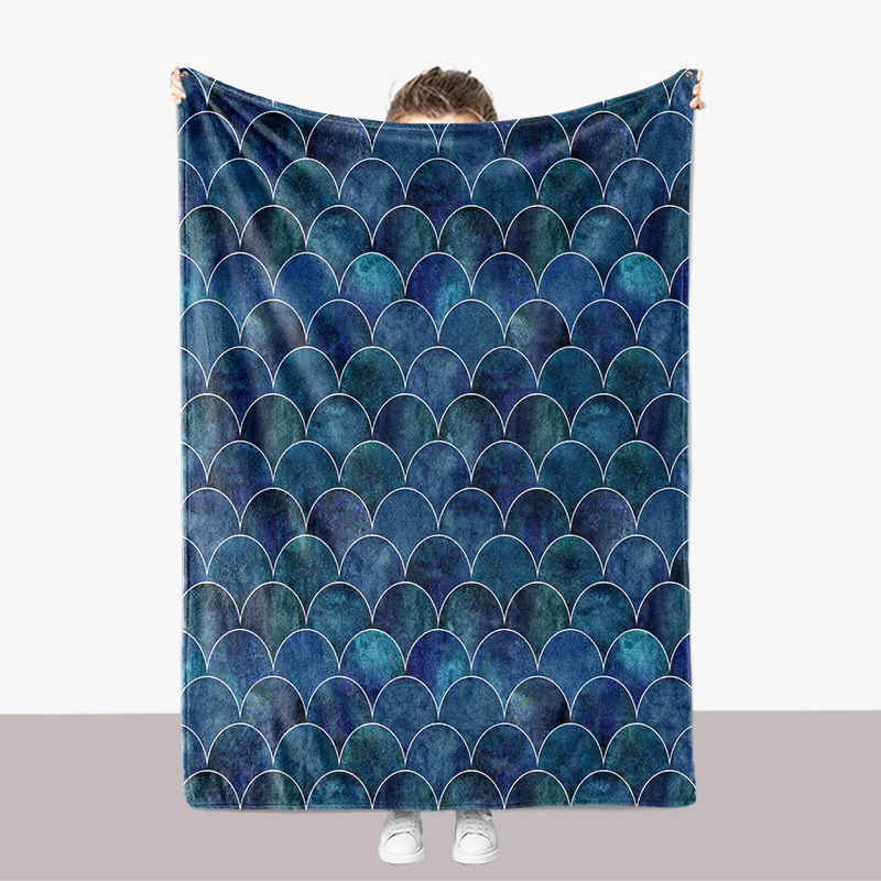 Modische Fischschuppenmuster-Serie, Flanell, 3D-gedruckt, verdickte Sofadecke_voghion.com
