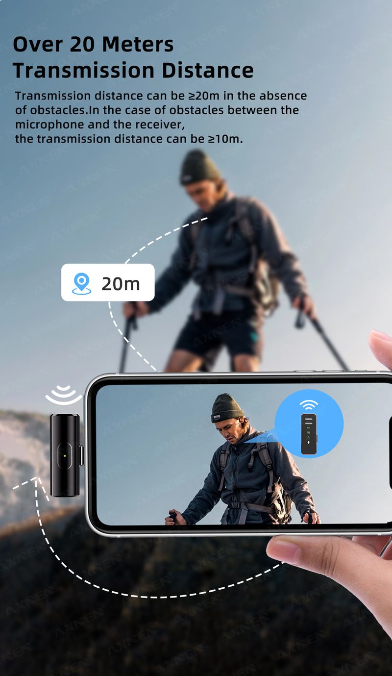 „AXNEN“ belaidis prisegamas mikrofonas, mini nešiojamas, triukšmo mažinimo garso ir vaizdo įrašymo mikrofonas, skirtas „iPhone Type-C“ su_voghion.com