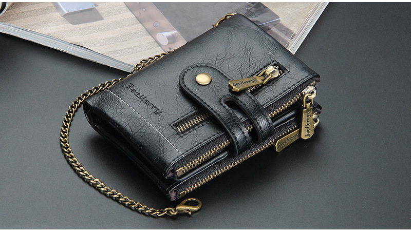 New Men's Short Wallet European And American Business Double Zipper Zero Wallet Multiple Card Slots_voghion.com