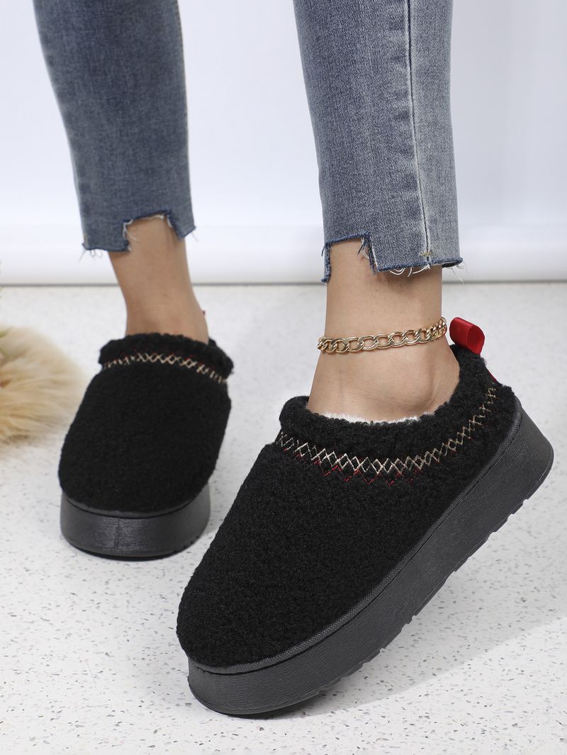 Lamb wool snow boots autumn and winter new thick bottom muffin wrap head to wear warm non-slip fur one_voghion.com